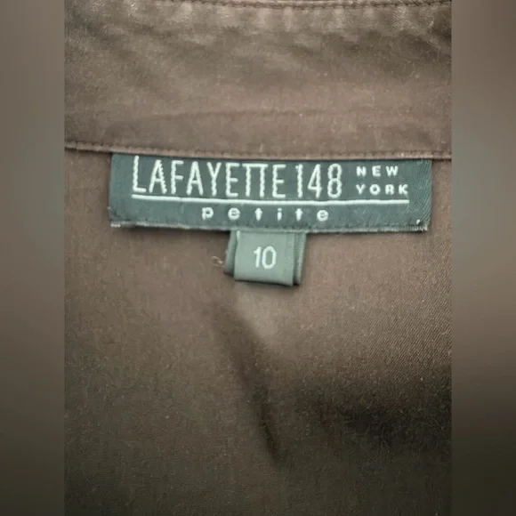 Lafayette 148 Brown Button-Up Cotton Blend Workwear Blouse Shirt size 10 - Picture 6 of 11